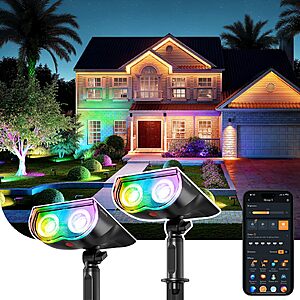 2-Count Linkind Smart Solar Color-Changing Landscape Spot Lights w/ App/Voice Control $14.99 + Free Shipping w/ Prime or on $35+