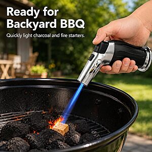 Butane Torch – Refillable, Safety Lock, Multi-Purpose for Kitchen, BBQ & DIY $4.74