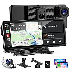 TOGUARDGO 6.86" CarPlay Screen with Dual Dash Cam 2.5K Front 1080P Rear $69.99