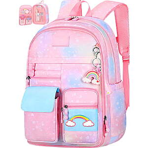 $18.99ac Free Ship WALMART+ or $35 by LuckyMall: Ficcug School Bag Backpacks for Girls,Shoulder Children School Bookbags for Kids,