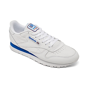 Reebok Men's Classic Leather Casual Sneakers (White/Royal Blue) $30.00 + Free Pickup at Macys or Free Shipping on $39+