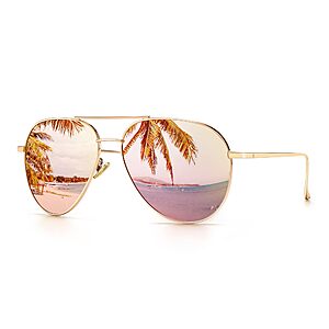 SUNGAIT Women's Lightweight Oversized Aviator Sunglasses - Mirrored Polarized Lens Classic Style $6.37