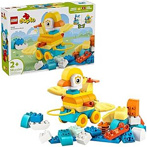 [NEW] $23.99 | 58-Piece LEGO Duplo - 3in1 Animals on Wheels (10448, 2025) at Amazon