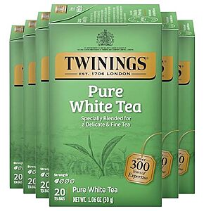 [NEW, SnS, AC] $11.10 | 6-Pack 20-Count Twinings Individually Wrapped Bags (Pure White Tea) at Amazon