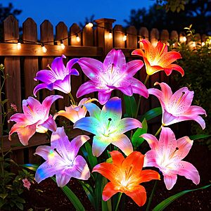 4-Pack LETMY Solar Flower Lights w/ 6-Head Lily (24 Flowers Total) $18.19 + Free Shipping w/ Prime or on $35+