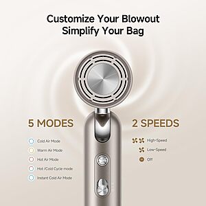 Dreame Pocket Pro Hair Dryer, Dual Voltage Travel Blow Dryer with Diffuser $99.99