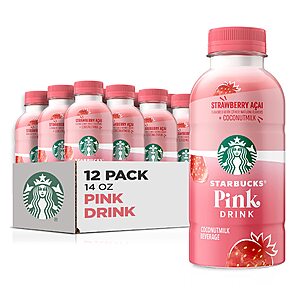 Select Accts[AC,S&S] 12 Pack 14oz Starbucks Pink Drink, Strawberry Acai with Coconut Milk $17.47 + Free S&H w/ Prime or $35+