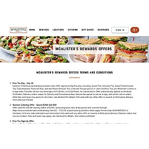 FREE Tea/Lemonade TODAY (7/16) only @ McAlister’s Deli, NO PURCHASE REQUIRED, In-store (YEAH!) or Online!