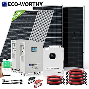 ECO-WORTHY 7080W (12x 590w Panels) + 10KW 48Vdc-120V/240Vac Inverter + 32kWh Battery $7399.99 + Free Shipping