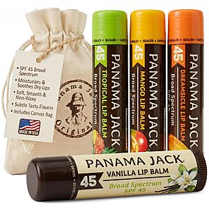 4-Pack Panama Jack SPF 45 Sunscreen Lip Balm (Assorted Flavors) $9.32 + Free Shipping w/ Prime or on $35+