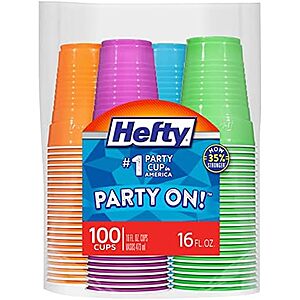 [SnS, AC] $8.12 | 100-Count 16-Oz Hefty Party On Disposable Plastic Cups (Assorted Colors) at Amazon