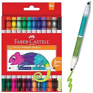[NEW, AC] $4.19 | Faber-Castell DuoTip Washable Markers - 12 Markers, 24 Colors at Amazon