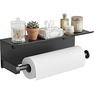 Prime Members: FORIOUS Stainless Steel Paper Towel Holder w/ Storage Shelf (Matte Black or Silver) $13.85 + Free Shipping
