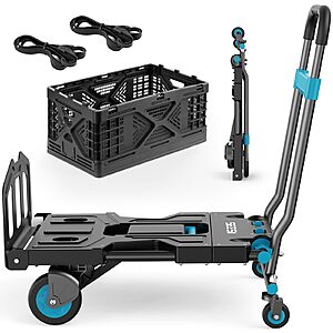 SEESII 330-lb Capacity 2-in-1 Foldable Dolly Cart w/ Adjustable Handle & Folding Basket Frame $67.49 + Free Shipping