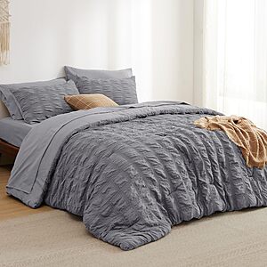 Prime Members: Bedsure 7-Piece Seersucker Bed-in-a-Bag Comforter Set (Queen) from $27.16 + Free Shipping w/ Prime or on $35+
