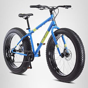 Mongoose Dolomite Fat Tire Mountain Bike, for Men and Women, 26 Inch Wheels, 4 Inch Wide Knobby Tires, 7-Speed, Adult Steel Frame, Front and Rear Brakes, Light Blue $439.99
