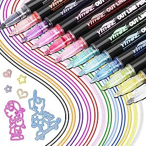 12-Pack YITHINC Metallic Shimmer Glitter Outline Gel Pens $3.49 + Free Shipping w/ Prime or on $35+