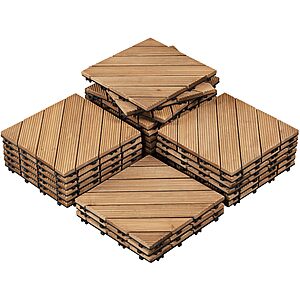 27 Piece Yaheetech Interlocking Wooden Deck Tiles (12" x 12") $57.99 and more + Free Shipping