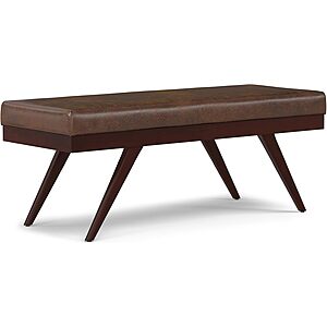 48" SIMPLIHOME Chanelle Mid Century Ottoman Bench (Distressed Chestnut Brown) $80.00 + Free Shipping