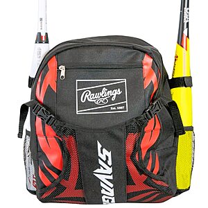 Rawlings Savage Backpack Equipment Bag for T-Ball/Youth Baseball & Softball (Black/Scarlet) $14.76 + Free Shipping w/ Prime or on $35+