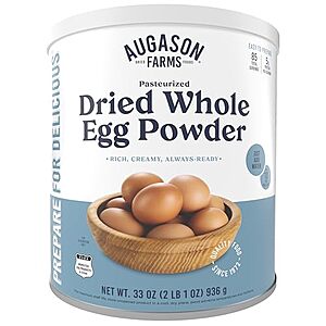 $41.31* | Pasteurized Dried Whole Egg Powder Can Emergency Food Supply, 85 Servings at Amazon