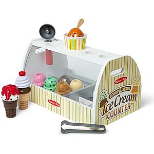 Melissa & Doug Wooden Scoop & Serve Ice Cream Counter Pretend Play Set w/ 28 Pieces $21.29 + Free Shipping w/ Prime or on $35+