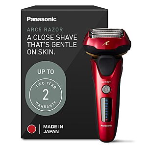Panasonic ARC5 Electric Razor for Men Face, Wet & Dry Shavers for Men with Foil Shaver, Ultra-Fast 5-BladeES-ALV6HR (Red) $129.99
