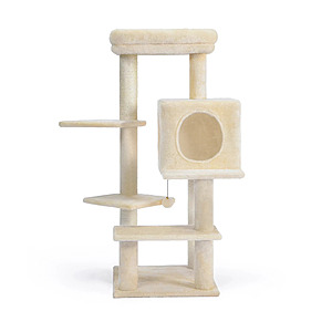 Vibrant Life Cat Tree, 47in Multi-Level Tower with Cozy Condo, 3 Sisal-Wrapped Scratching Posts, Cream Color + Free Shipping $22.08