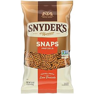 Snyder's of Hanover Snaps Pretzels, 16 Oz Bag~$2.59 After Coupon & S&S @ Amazon