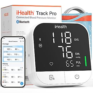 iHealth Track Pro Upper Arm Blood Pressure Monitor, Full-View LED Screen $27.12