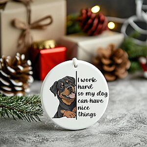 Mancheng-zi Rottweiler Christmas Ornament Ceramic (Round) $3.99 + Free Shipping w/ Prime or on $35+
