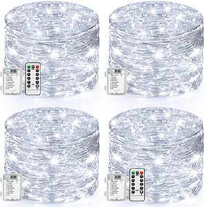 [Prime] 4-Pack 33FT Lakumu Battery Operated 100 LED Fairy Lights w/ Remote $9.74 + Free Shipping