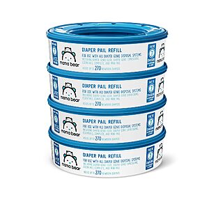 Mama Bear Diaper Pail Refills for Diaper Genie Pails, 1080 Count (4 Packs of 270 Count) $17.71 S&S