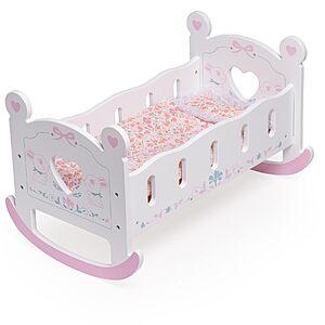 ROBUD Wooden Baby Doll Crib, Baby Doll Bed Toys, for Dolls Up to 18 Inch, Doll Accessories - with Mattress, Pillow, Quilt, Gift for Boys & Girls, Ages 3+ $29.65