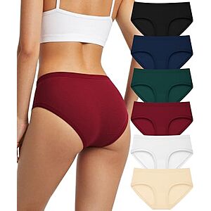 $7.99* | 6-pk Cuweni Women's Cotton Low Rise Hipster Underwear at Amazon
