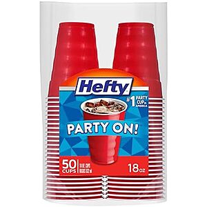 [SnS, AC] $2.63** | 50-Count 18-Oz Hefty Party On Disposable Plastic Cups (Red) at Amazon
