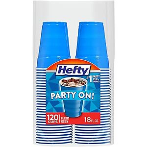 [NEW, SnS, AC] $6.58 | 120-Count 18-Oz Hefty Party On Disposable Plastic Cups (Marine Blue) at Amazon