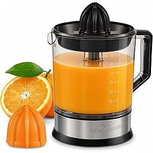 Elite Gourmet 40-Watt Electric Citrus Juicer w/ 2 Cones & Pulp Control (Black/Stainless Steel) $13.57 + Free Shipping w/ Prime or on orders over $35