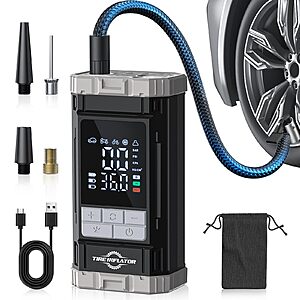Prime Members: Aneson 150 PSI Cordless Tire Inflator Air Compressor w/ Digital Gauge, Auto Shutoff & LED Light (Black/Grey) $12.99 + Free Shipping w/ Prime or on $35+
