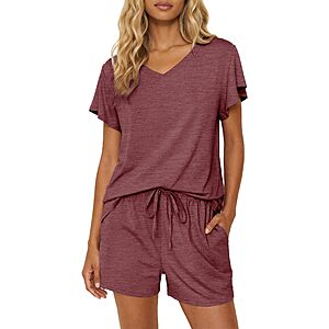 2-Piece Ekouaer Women's Ruffle Sleeve Loungewear Set (Various) from $4.94 - $7.14 + Free Shipping w/ Prime or on $35+