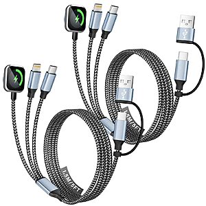 Prime Members: 2-Count 5' MPATIBY 6-in-1 Travel Essentials Charging Cables w/ Apple Watch Charger from $8.49 ($4.25 each) + Free Shipping w/ Prime or on $35+