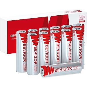 12-Pack Bevigor AA Lithium Batteries $10 @ Amazon w/ S&S + Free Shipping