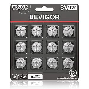 12-count BEVIGOR 3V 2032 Batteries $3 @ Amazon
