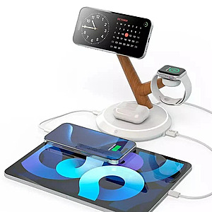 Atomi Magnetic Wireless Charging Stand Qi2 with Wireless 15W iPhone, 3W Apple Watch, 3W iPods Charging Pads, USB-A + USB-C Ports, Dimmable Nightlight + Free Shipping $11.96