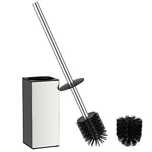 FORIOUS Toilet Brush and Holder Set, SUS304 Stainless Steel Square Base $11.99 @Amazon