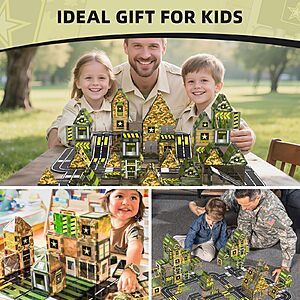 GobiDex Magnetic Tiles Army Toys, Military Magnetic Building Blocks for Kids $10.98