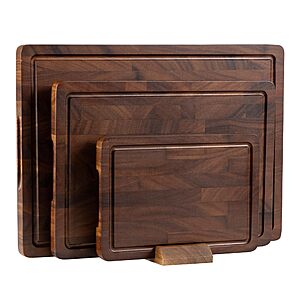 THETCHRY Walnut Wood Cutting Board Set, End Grain Cutting Boards for Kitchen with Handle, Non Toxic Wooden Charcuterie Boards Double Sided $69.99