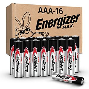 Amazon: 16-Pack Energizer MAX AAA Alkaline Batteries $9.89 (Reg $16.61, ~40% Off) + FS w/ Prime