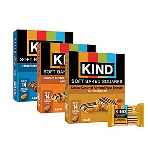 [Select Accounts] 3-Ct 6-Bar 8.5-Oz KIND Soft Baked Squares (Variety Pack) $9.45 w/ S&S + Free Shipping w/ Prime or on $35+