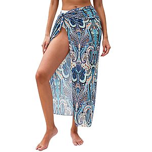 HORISUN Women's Semi-Sheer Mesh Sarong Bikini Cover Up (various) $7.69 + Free Shipping w/ Prime or on $35+